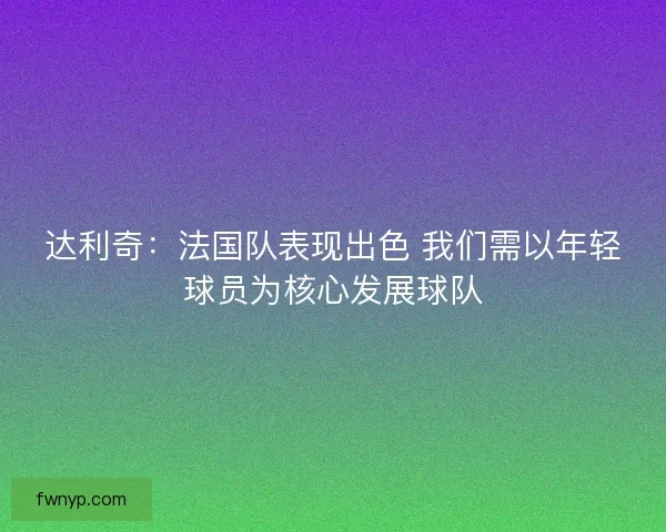 达利奇：法国队表现出色 我们需以年轻球员为核心发展球队